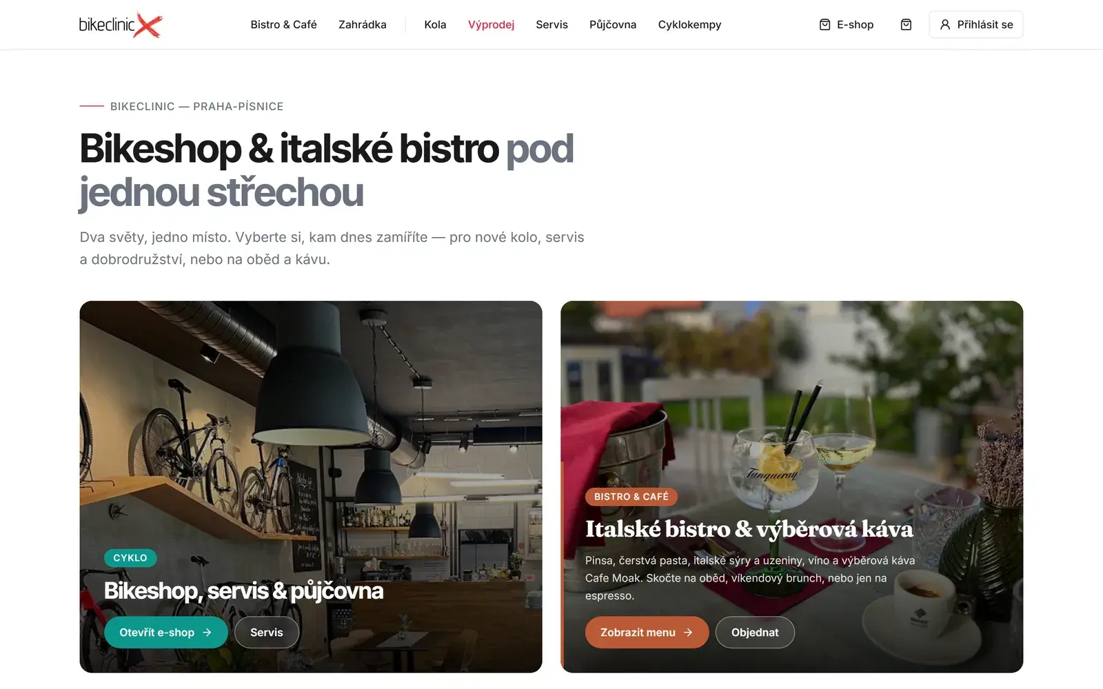 Web Bikeclinic na počítači